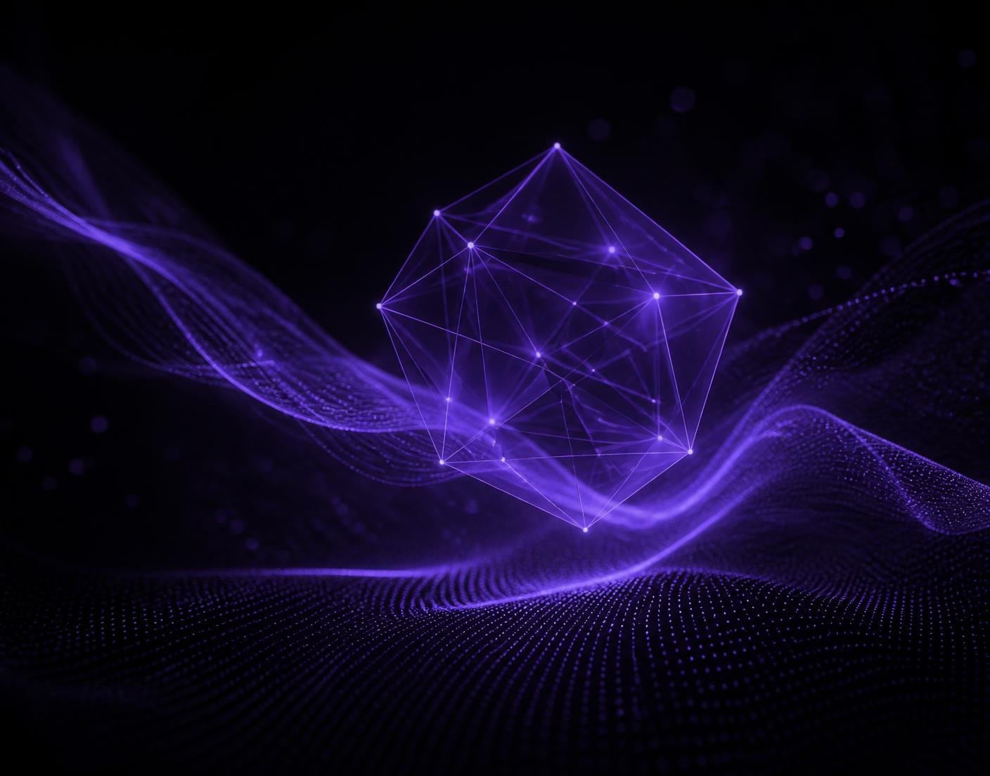 Abstract visualisation of a connected AI network